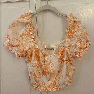 Abercrombie & Fitch Orange Puff Sleeve Blouse